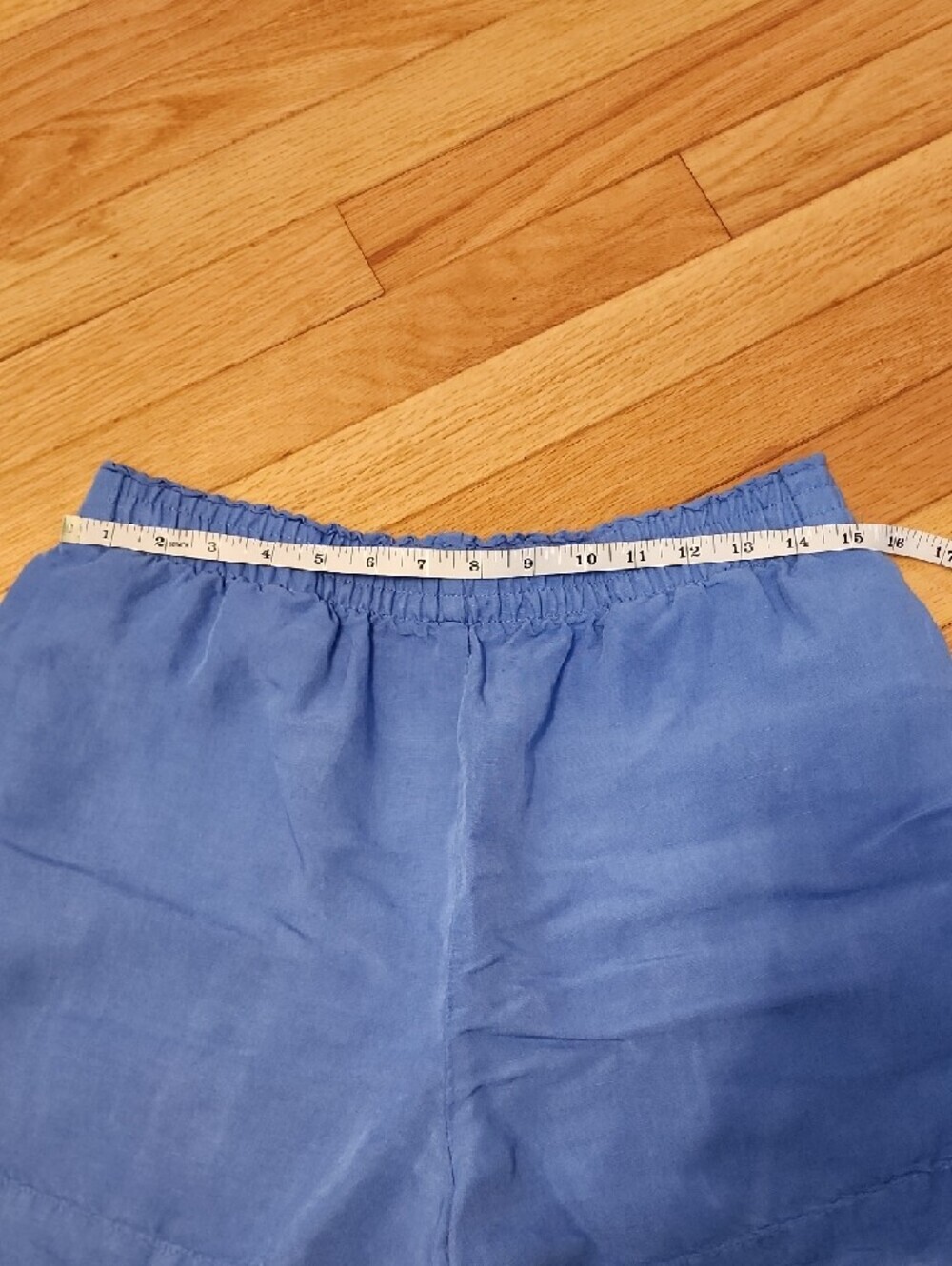 H&M Blue High-Waist Elastic Linen-Blend Women's Shorts - Picture 4 of 6